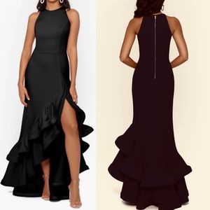 Ruffle Halter Crepe
Gown
BETSY & ADAM size 4 4P  Petite